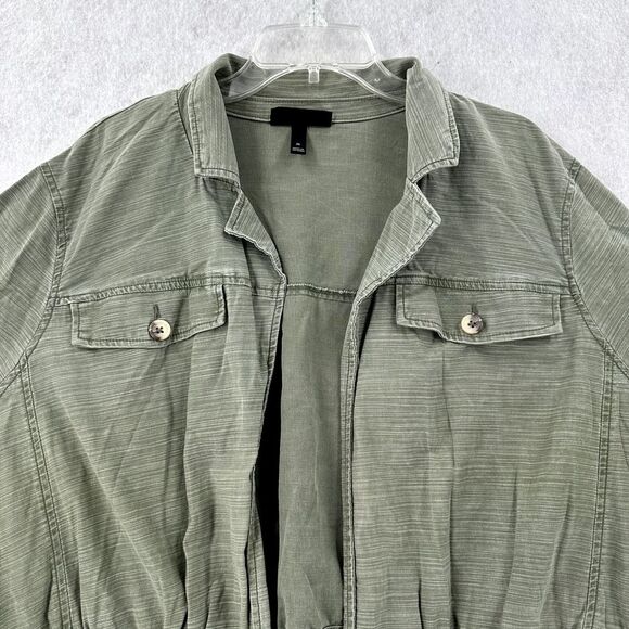 Lane Bryant Jacket Womens 26 Olive Army Green Pockets Snaps Drawstring Utility - Picture 4 of 10